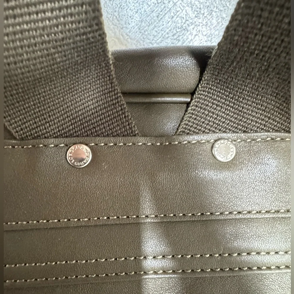 Longchamp Army Green Leather Backpack